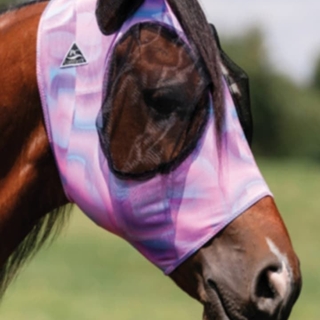 Máscara antimoscas PROFESSIONAL´S CHOICE comfort fit, con orejas, geométrico rosa/azul, talla COB - Imagen 1